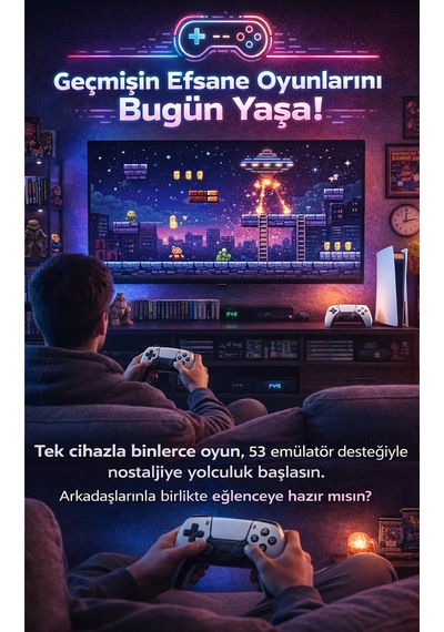 Ultra Retro Oyun Konsolu - 53 Emülatörlü, 2 Kablosuz Kollu 10.000+ Nostalji Oyun Seti