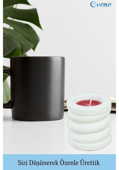 Eskitme Mumluk Şamdan 3 Adet Tealight Ve İnce Mum Uyumlu Spiral Model - Beyaz