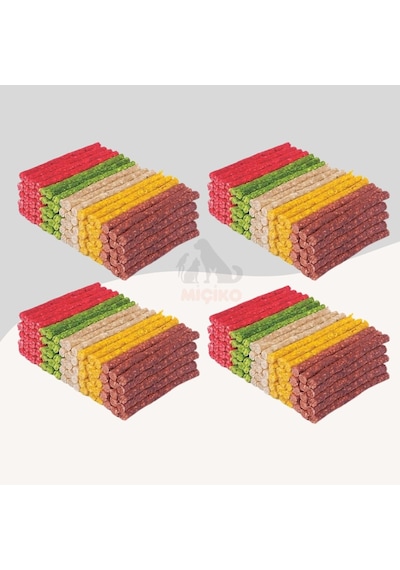 Köpekler İçin 100lü Renkli Munchy Diş Sağlığı Ödül Çubuğu 4 Paket