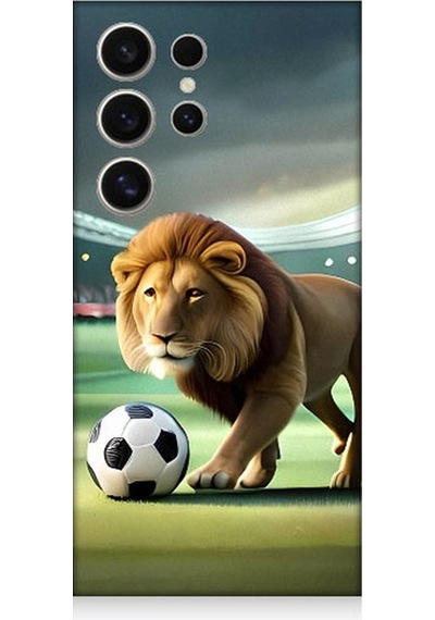 Samsung Galaxy S24 Ultra Uyumlu Gol Atan Aslan Desenli Silikon Kılıf