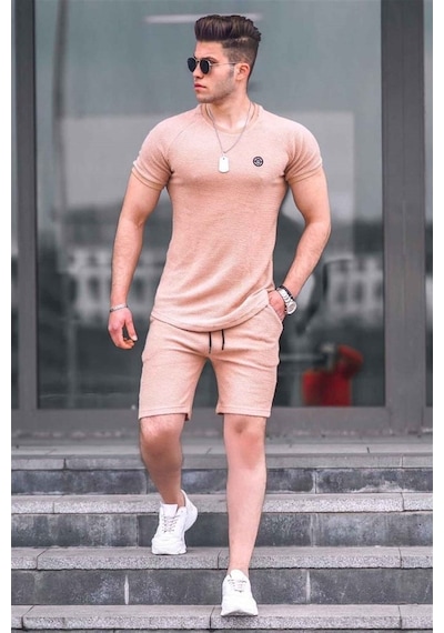 Madmext Basic Camel Erkek Şort Takım 4577 Camel