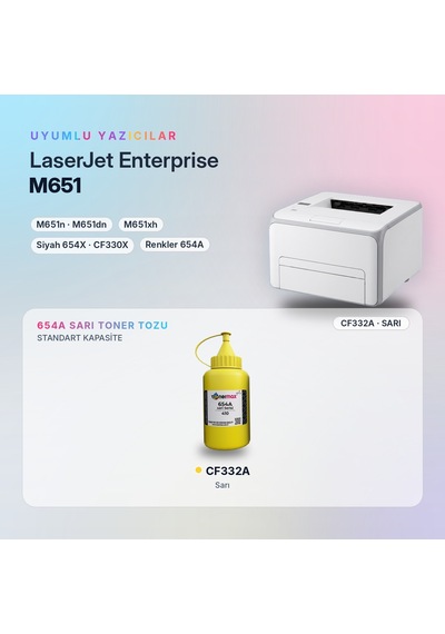 Hp 654a Cf332a Toner Tozu Sarı 410gr / Color Laserjet Enterprise M651