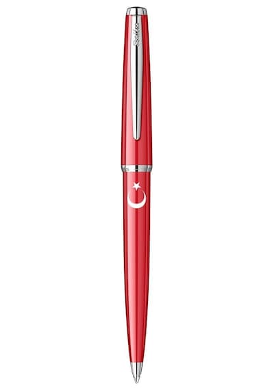 Scrikss Vintage 33 Tükenmez Kalem Kırmızı Ay Yıldız Baskılı Kırmızı