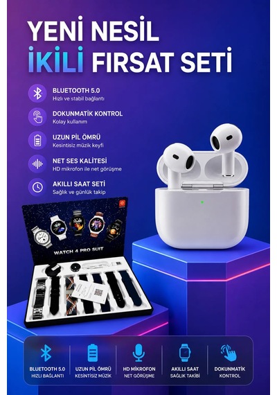 3.nesil Tws Bluetooth Kulaklık Bluetooth Bağlantılı Akıllı Saat Amoled Ekran Plastik Hasır Kordon Kahverengi