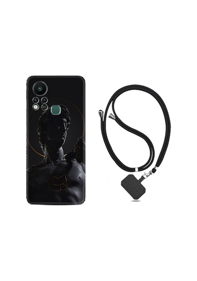 Infinix Hot 11S Kılıf İpli Boyun Askılı Desenli Silikon Heykel 1641