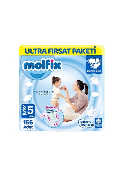 Molfix Bebek Bezi 5 Beden Ultra Fırsat Paketi 78x2 156 Adet 2'li