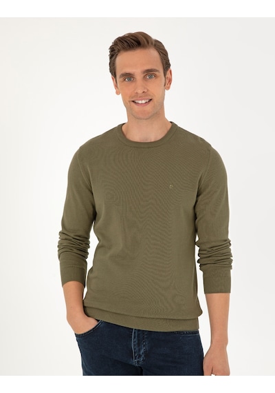 Pierre Cardin Erkek Koyu Haki Kazak /triko 50296575-vr111 Koyu Haki