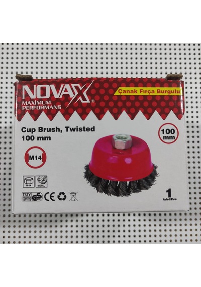 Novax Çanak Fırça Burgulu 100 Mm M14 Tüv Onaylı Ce Belgeli Daire Burgu Çanak