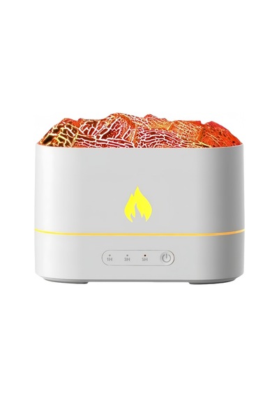 Robeve Işıklı Alev Efektli Aroma Difüzörü 7 Renk Rgb Alevli Hava Nemlendirici Buhar Makinesi, Sessiz Ultrasonik Teknoloji Şık Dekoratif Tasarım İle Aromaterapi Ve Ambiyans Aydınlatması Beyaz