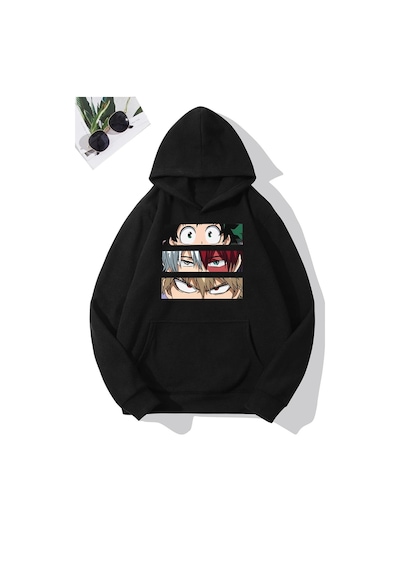 Uyguntarz Unisex Makima Hugging Denji Baskılı Sweatshirt siyah