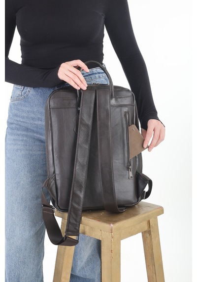 Erzeno Hakiki Deri Laptop & Evrak Çantası - Kahverengi Unisex Laptop Sırt Çantası Kahverengi - 761747751 Kahverengi