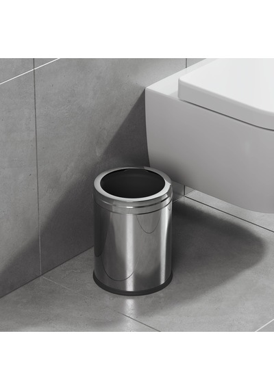 3 lt Tam Ürün Adını "Aqua Bagno Basic Çöp Kovası - Çemberli Tip - 3 L - Parlak Krom - 35.99.57.05.01