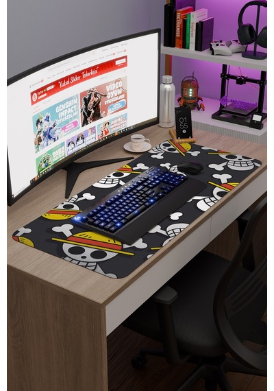 One Piece Kaymaz Dikişli Kauçuk Oyuncu Mousepad V5 - 90x40 Xxl Gaming Mouse Pad Fare Altlığı