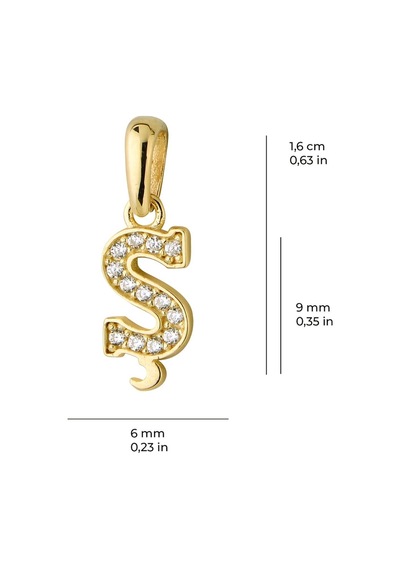 Goldkupe 14 Ayar Altın Ş Harfi Taşlı Kolye Ucu 0,53 Gr-6349 Altın