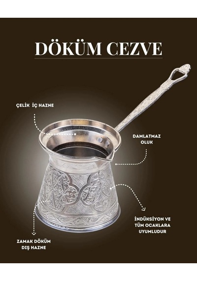 Ayvalı Döküm Cezve 4 Kişilik- İndüksiyonlu Ocaklara Uyumlu 170 Ml 6014