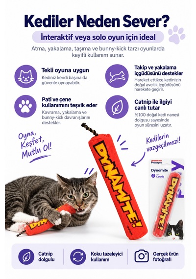 Petstages Magic Dinamit Şeklinde Catnip Li Kedi Çiğneme Oyuncağı