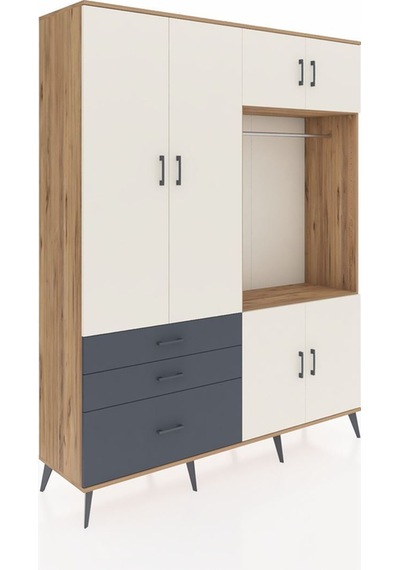 Hyperion Gardrop 7 Raflı 3 Çekmeceli Tek Askılı 176x44x221 Çam-aytaşı/antrasit Aytaşı/antrasit Hyperion Gardrop 7 Raflı 3 Çekmeceli Tek Askılı 176x44x221 Çam-aytaşı/antrasit Aytaşı/antrasit