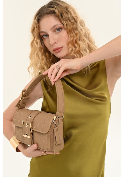 Pierre Cardin 05pc26y010121 Suni Deri Desenli Tokalı Kadın Omuz Çantası Camel
