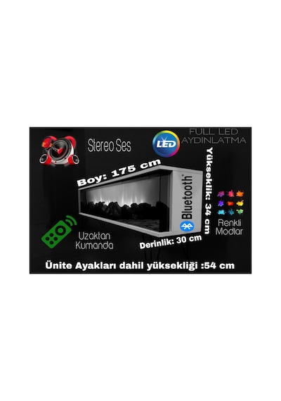Tv Sehpası Full Şömineli Kumandalı Bluetooth Stereo Ses 6 Modlu Ünite 175 Cm Mdf Metal Ayak Siyah Ve Krom Siyah Ve Krom Tv Sehpası Full Şömineli Kumandalı Bluetooth Stereo Ses 6 Modlu Ünite 175 Cm Mdf Metal Ayak Siyah Ve Krom Siyah Ve Krom