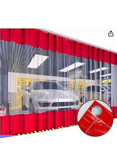 Şeffaf Balkon Perdesi Korniş Tokalı Kapsüllü Oto Yıkama İç Bölme Perdesi 470 x 220 Şeffaf
