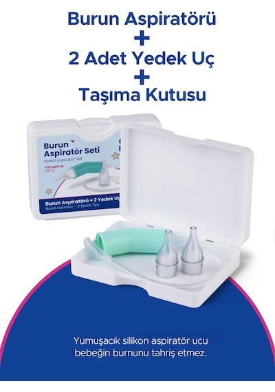 Bebek Burun Aspiratörü ve 2 Adet Yedek Uç - Burun Temizleme Aspiratör Seti