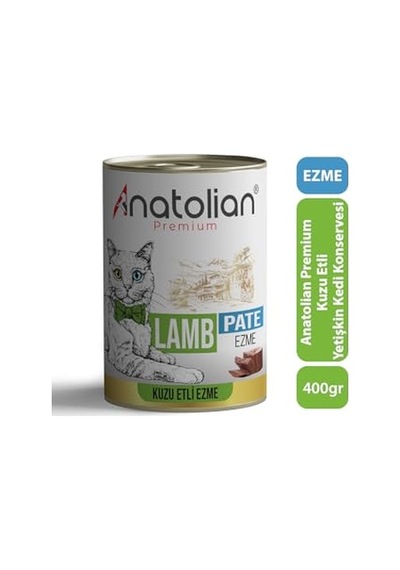 Anatolian Premium Adult Lamb Pate Kuzulu Yetişkin Ezme Kedi Konservesi 400 Gr X 12 Adet 100 G