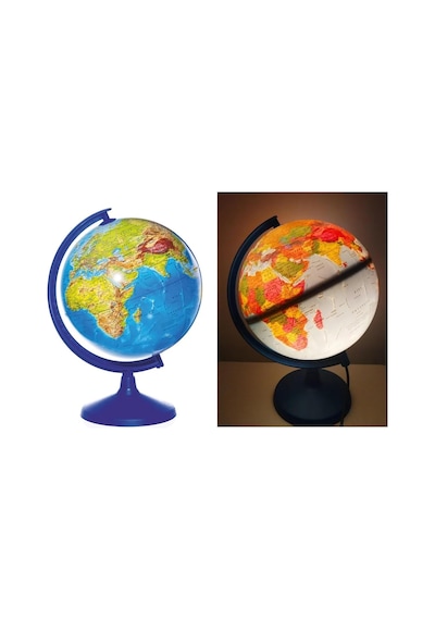 Işıklı Küre - 26 Cm - Hem Siyasi Hem Fiziki Dünya Küresi En Eğitici Yerküre Harita Diğer