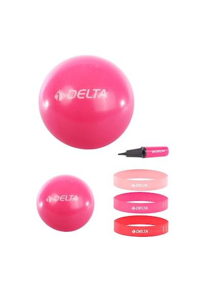 Delta- 75 cm-25 cm Pilates Topu 3'lü Squat Bandı Egzersiz Direnç Lastiği Pilates Topu Pompası Seti