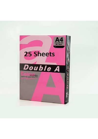 Double A Renkli Fotokopi Kağıdı 25 Li A4 75 Gr Fosforlu Pembe