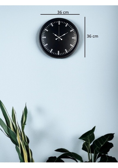36 Cm Siyah Dekoaratif Duvar Saati Çok Renkli