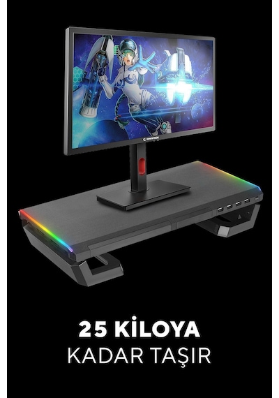 Everest St1 4 Usb Hub Rgm Işıklı Katlanabilir Siyah Monitör