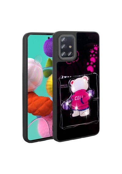 Zore Samsung Galaxy Uyumlu A51 Kılıf Parlayan Kabartmalı İkonik Figürlü Omsy Amas Silikon Kapak - Siyah