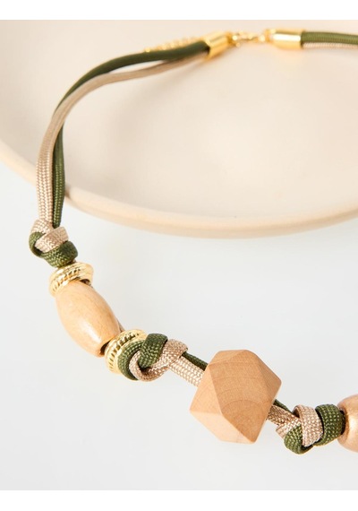 Jimmy Key Jimmy Key Bej Ahşap Detaylı İpli Kolye 6sw426618130
