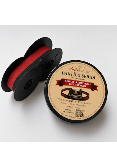 Antik Market Premium Daktilo Şeridi Kırmızı-siyah Çift Makaralı