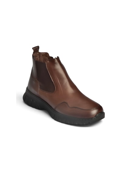 Fox Shoes Z555560803 Kahverengi Hakiki Deri Lastik Detaylı Kadın Bot