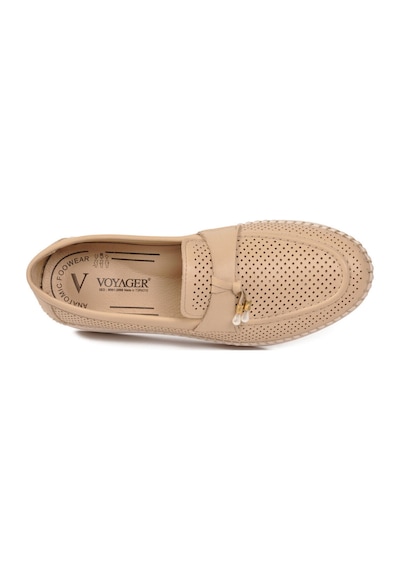 Voyager Bej Hakiki Deri Anatomik Rahat Tabanlı Kadın Casual Ayakkabı Loafer Z093