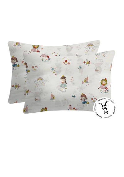 Flanel Pazen Fermuarlı Bebek Yastık Kılıfı 35x45 2 Adet Beyaz - Pembe