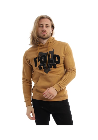 Polostate Erkek Polo State Süzine Nakışlı Kapüşonlu Sweat Kahverengi