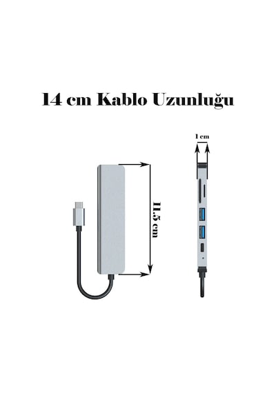6 In 1 Type C To Hdmı / 2 USB 3.0- USB-C Pd- Sd Tf Çevirici Kablo