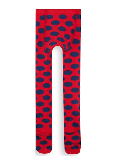 Denokids Kız Çocuk Puantiyeli Pamuklu Kırmızı Külotlu Çorap 4-9 Yaş