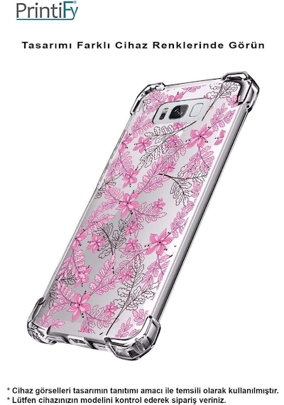 Samsung Galaxy A26 İle Uyumlu Floral Pembe Baskılı Şeffaf Köşe Korumalı Antişok Kılıf