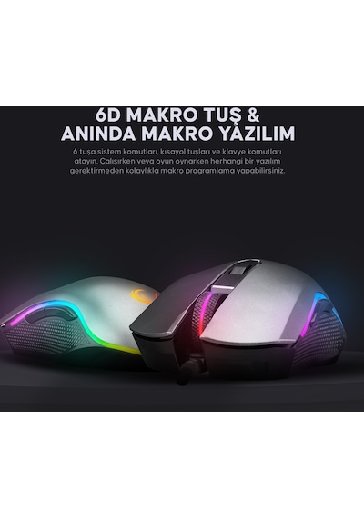 Rampage SMX-R70 Blaze Kablolu USB RGB Macrolu Oyuncu Mouse