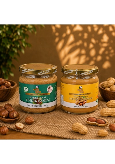 Adress Şekersiz Fındık Ezmesi ve Yer Fıstığı Ezmesi 2 x 350 G