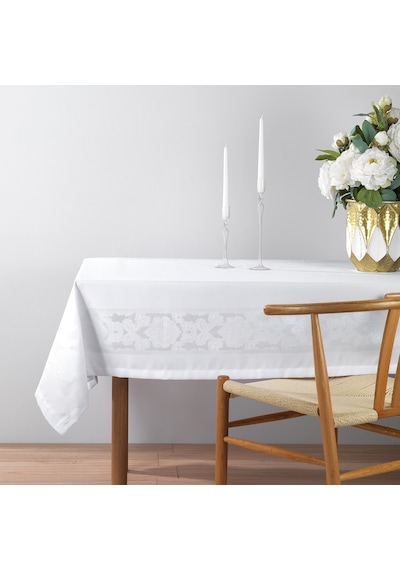 Schafer Home Amar Masa Örtüsü 150x220cm 1 Parça - Beyaz Beyaz