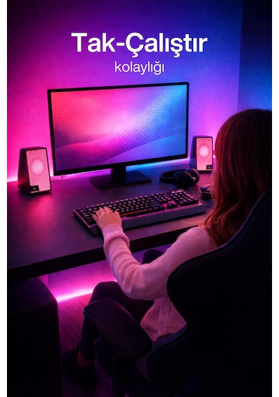2 Li Tak Çalıştır Usb Bilgisayar Hoparlörü Güçlü Ses, Kompakt Tasarım, Ev-ofis Kullanıma Uygun