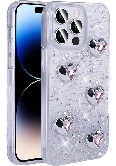 Zore Apple Uyumlu iPhone 14 Pro Max Kılıf Airbagli Simli Arka Yüzey Işıltı Silikon Kapak - Bey N/a