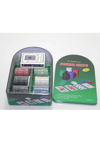 Poker Oyunu 120 Chip Ve 2 Adet İskambil Oyun Setine Sahip Poker Oyunu Alk2542
