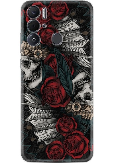 Tecno Pova Neo Kilif Silikon Desen Skull Rose 1673 557179406