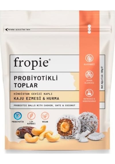 Fropie Probiyotikli Meyve Topları - Hindistan Cevizi Kaplı & Kaju Ezmeli 80 G