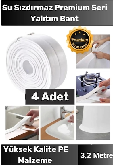 Özel Seri Premium Su Geçirmez Sızdırmaz Lavabo Küvet Yağ Nem Küf Önleyici 3.2m 4 Adet İzolasyon Bant